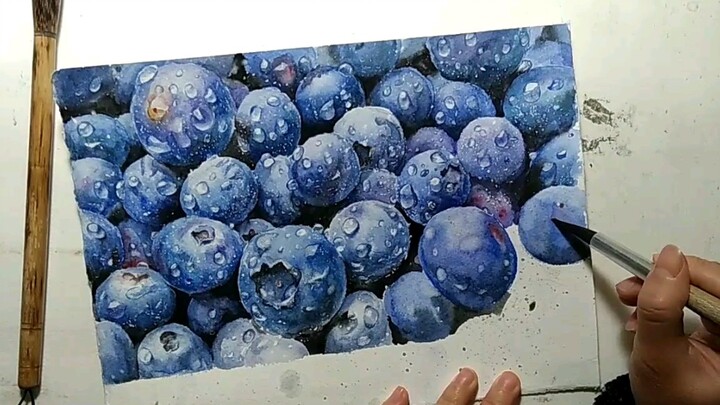 [Water colour] Nobody is watching. I'm just working hard~