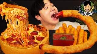 ASMR MUKBANG 치즈 피자 & 핫도그 & 치즈 스틱 CHEESE PIZZA & HOT DOG & CHEESE STICK EATING SOUND!