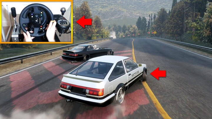 Initial D Toyota ae86 Touge Gameplay! (Steering Wheel + Shifter) Car X Drift Racing Online!