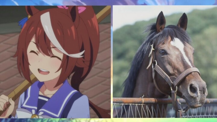 Uma Musume: Pretty Derby's character with dyed hair and the shooting star of the prototype horse