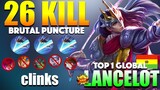 New Lancelot Puncture King 2022, Brutal 26 Kills! | Top 1 Global Lancelot Gameplay By clinks ~ MLBB