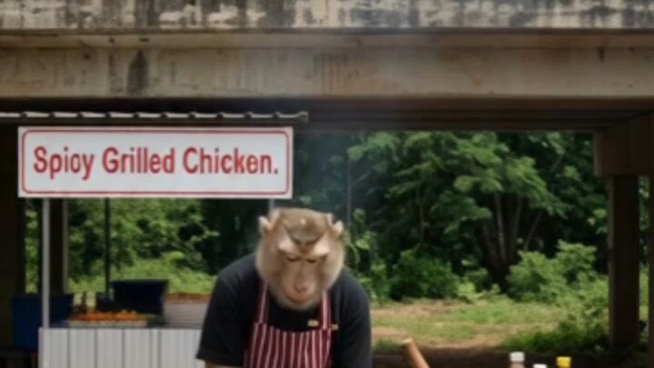#ลิงขายไก่ย่าง ทำเลยดี คู่แข่งน้อย กำไรดี 猴子卖烤鸡  #การท้าดวลอัปโหลดวิดีโอ7 #คลิปตลก #AI #Animation