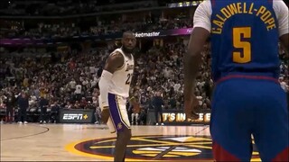 LeBron James looks back at Bob Myers after nailing logo three ✅✅