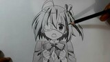 MENCOBA PAKE SATU PENSIL || Menggambar Anime Takanashi Rikksa