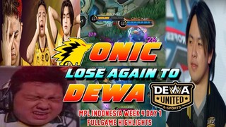 ONIC ESPORTS LOSE AGAIN TO DEWA UNITED | MPL -ID S13 WEEK 4 DAY 1