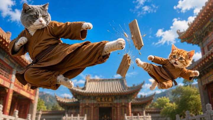 功夫猫师父 vs 捣蛋橘猫徒弟，全程爆笑！🥋😹