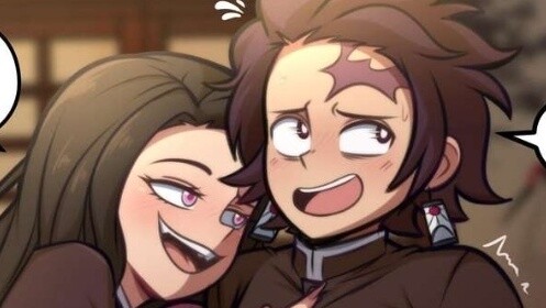 Nezuko playing with her brother