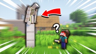 When the iron golem hits the player, it immediately builds a three-block-high tower itself... Player