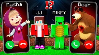 Why Creepy MASHA and The BEAR CALLING at NIGHT to JJ and MIKEY ? - in Minecraft Maizen