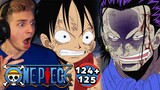 LUFFY VS CROCODILE - THE REMATCH!! | One Piece REACTION Episode 124 + 125