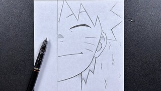 Easy anime sketch | how to draw naruto kid half face step-by-step