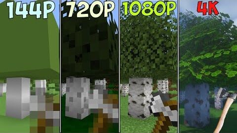 Minecraft 144p vs 240p vs 360p vs 480p vs 720p vs 1080p vs 2k vs 4k