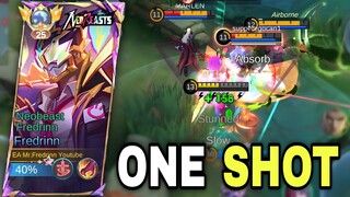 ONE SHOT = TRIPLE KiLL!!🔥😎Top  Global  Fredrinn Best Build and Emblem 2024 | Mobile Legends