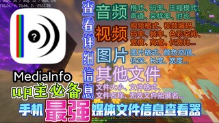 手机*最强*媒体文件信息查看器「MediaInfo」，查看媒体文件的详细信息！视频编码、码率，音频声道、采样率，图片格式、长宽，文件格式、大小！up主必备软件！