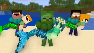 Monster School : MERMAIDS CUTE LOVE STORY - CUTE AND HANDSOME MERMAIDS - Minecraft Animation