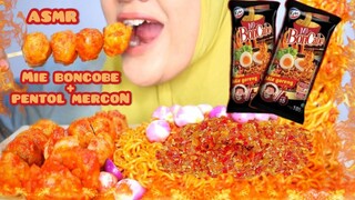 ASMR MIE BONCABE LV 15 PEDAS MAMPUS||BAWANG MENTAH||PENTOL MERCON ||asmr mukbang indonesia