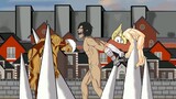 Eren Titan vs Armored Titan, Jaw Titan, Cart Titan. Attack On Titan Season 4 . Drawing Cartoon 2
