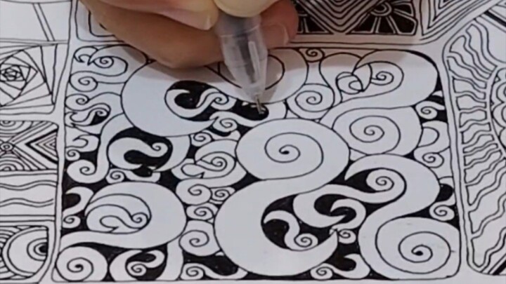 Zentangle - S形 禅绕图 #zentangle #learntodraw #creativehealing #handcrafted #禅绕画 #治愈 #画画 #手绘