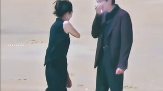 اثنان من طيور النحام الشمالية الشرقية، عندما يسحب المخرج زاوية بعيدة تظهر الساقين فقط