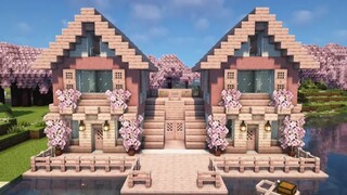 《我的世界》：樱花少女心双人生存屋🏡