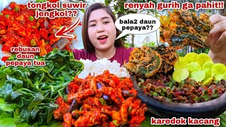 MAKAN MASAKAN KAMPUNG TONGKOL SUWIR JENGKOL KAREDOK KACANG BAKWAN DAUN PEPAYA LALAPAN JENGKOL MENTAH