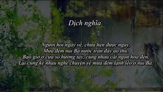 Dịch thơ "Dạ Vũ Ký Bắc"