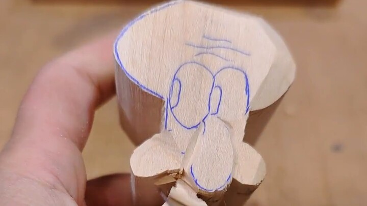 Shy Squidward~Advanced version of small wood carving tutorial~