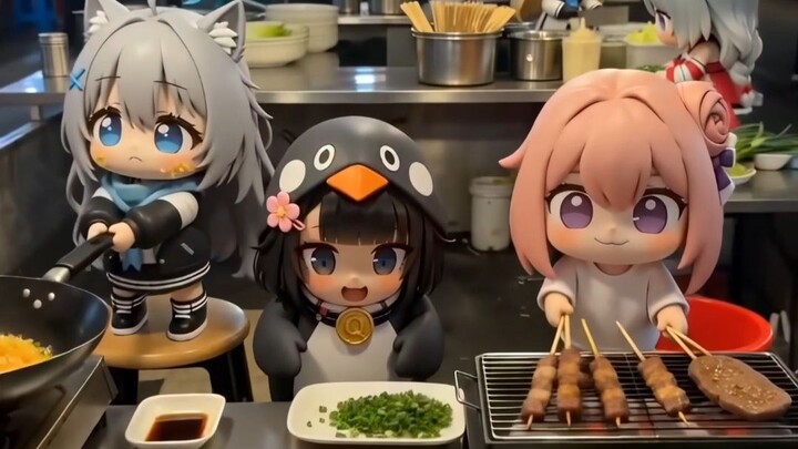 The skewers and fried rice are ready!