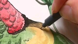 A mixed-media artwork combining colored pencils, watercolors, fineliners, and acrylics!