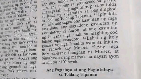 Pang Araw Araw na Talata.     Exodus 40:1-8.