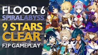 Spiral Abyss Floor 6 (F2P) 9 STARS Clear Gameplay | Genshin Impact