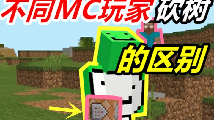 ข้อแตกต่างของการตัดไม้ของผู้เล่น MC แต่ละคน [มายคราฟ]