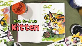 #cat #kitten How i draw my cat Super Easy Step by Step painting Tutorial Acrylic