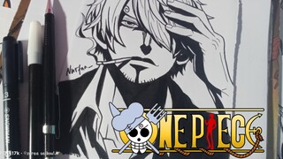 Vinsmoke Sanji - One Piece || Black and White Art (SPEED DRAWING)