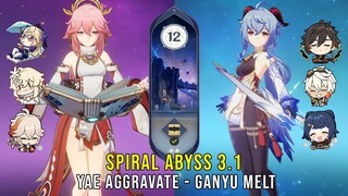 C0 Yae Aggravate and C0 Ganyu Melt - Genshin Impact Abyss 3.1 - Floor 12 9 Stars