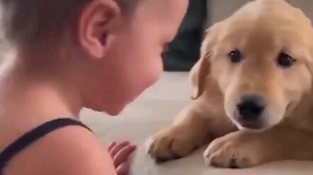 These two little cuties, the cute baby and the rescue dog, get all shy after a big cuddle!