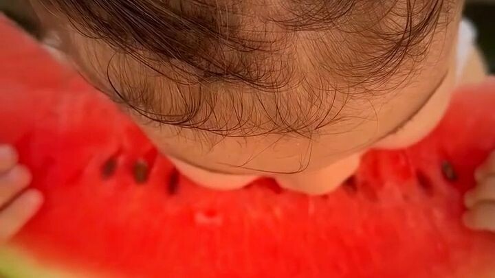Baby Loves Eating Watermelon 🍉👶 So Cute! #Shorts