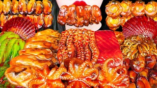 SPICY SEAFOOD BOIL MUKBANG 매운 해물한판 먹방 OCTOPUS, SQUID, ENOKI MUSHROOM, SALMON COOKING&EATING SOUNDS