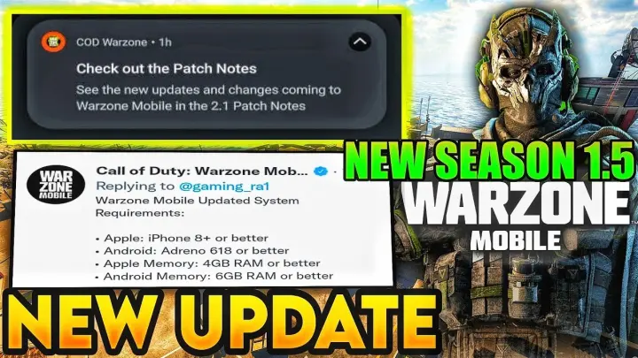 Warzone Mobile New Update (OFFICIAL NEWS) New Season 1.5 Updates & New Updated System Requirements