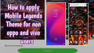 How to apply Mobile Legends Theme for non oppo and vivo user