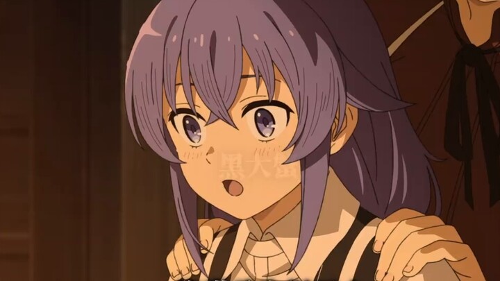 เด็กสาวผมสีน้ำเงินเปิดประตูด้วยความประหลาดใจ เธอโบกไม้กายสิทธิ์เบาๆ หยดน้ำควบแน่น เด็กสาวตาสีม่วงยิ้