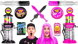 ชาเลนจ์อาหารสีดำ VS สีชมพู || กินอาหารสีเดียว 24 ชั่วโมงรวด ! ปนกันสนุกล่ะทีนี้ โดย 123 GO! TRENDS