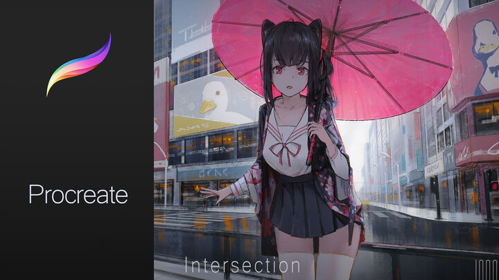 【Procreateขั้นตอนวาดภาพ】【วาดด้วยiPad】Intersection