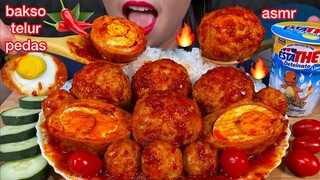 MAKAN BAKSO TELUR PEDAS *SPICY EGG MEATBALL 먹방 MUKBANG MASSIVE Eating sounds