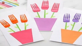 Fork painted Flower cards