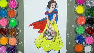 Công Chúa Bạch Tuyết✍ Vẽ Và Tô Màu Tranh Cát Nhân Vật Hoạt Hình Disney 🎨Học Màu Sắc | Heo Xinh