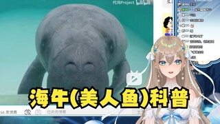 【沐霂】直播看“海牛(美人鱼)科普”视频全程代入😮温馨提示：右一是主播😄别认错了