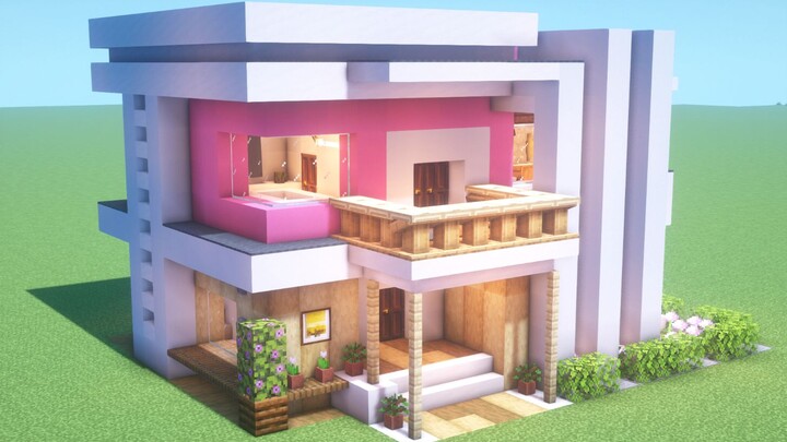 How to make a pink modern villa? ! This damn girly heart! (tutorial)