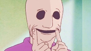 The boy's skin is loose and hypertrophic. He wants to smile and can only use his fingers to stretch 