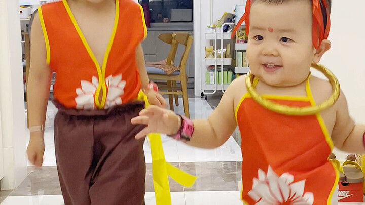 The little demon child and Nezha are here, riding the Wind-Fire Wheel!